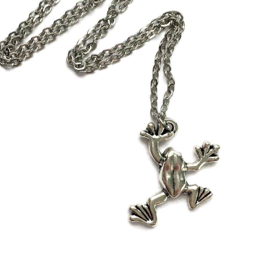 Frog Charm Necklace Tibetan Silver Plated Stainless Steel Unisex BOHO 4for$20